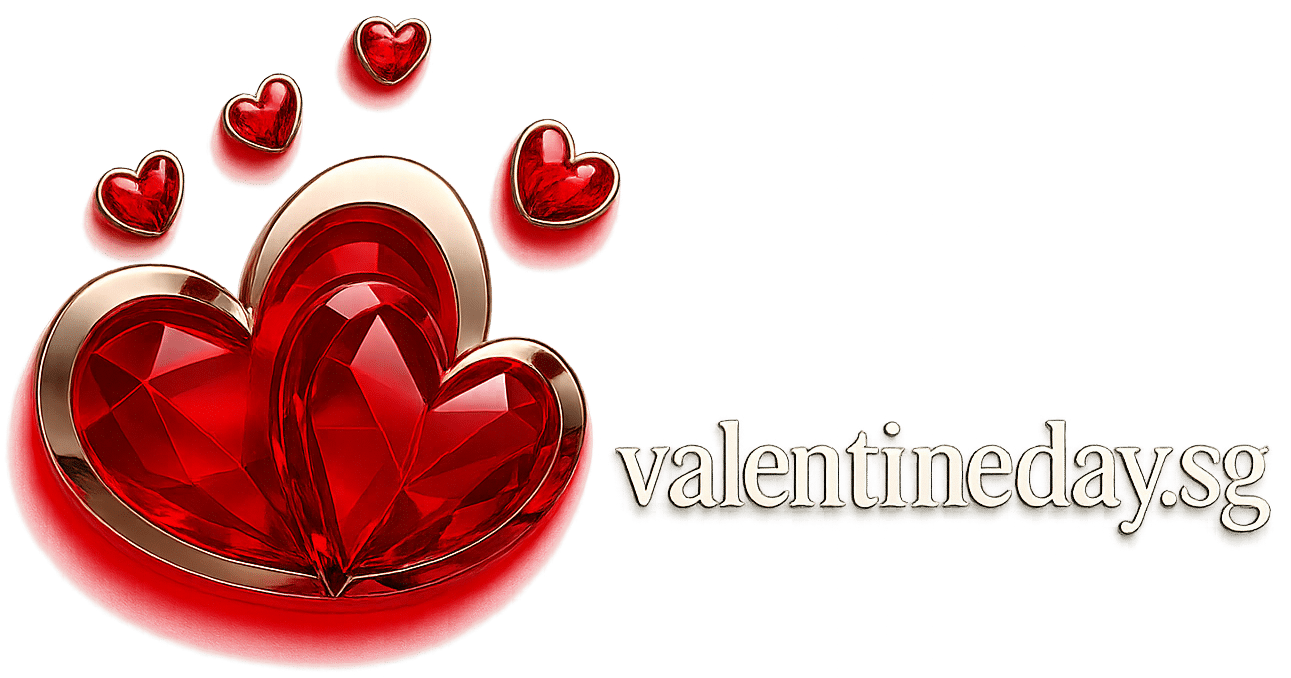 Red crystal heart logo of ValentineDay.sg, representing love, romance, and Valentines Day flowers and gifts in Singapore